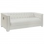 Coaster 505391 Chaviano Low Profile Pearl White Tufted Sofa in White