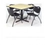 Regency TB4242PL47BK Cain 42" Square Breakroom Table in Maple & 4 'M' Stack Chairs in Black (Default)