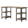 Coaster 801551 Skelton Modern Rustic Writing Desk with Metal Frame and Distressed Finish Top and Shelves