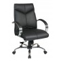 Office Star Pro-Line II Deluxe Mid Back Black Executive Leather Chair with Chrome Finish Base and Padded Polished Aluminum Arms 8201
