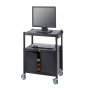 Safco Steel Adjustable AV Cart With Cabinet Black 8943BL