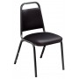 National Public Seating 9110-B 9100 Series Standard Vinyl Upholstered Padded Stack Chair in Panther Black