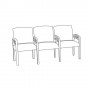 High Point Furniture Trados Metal 3 Armchairs-Ganged 914MET-3