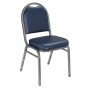 National Public Seating 9204-SV 9200 Series Dome Vinyl Upholstered Padded Stack Chair in Midnight Blue