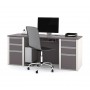 Bestar 93850-59 Connexion Executive desk kit in Slate Sandstone