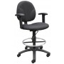 Boss Black Fabric Drafting Stools with Adjustable Arms and Footring B1691-BK