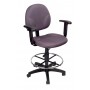 Boss Gray Fabric Drafting Stools with Adjustable Arms and Footring B1691-GY