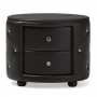 Baxton Studio BBT3119-Black NS Davina Hollywood Glamour Style Oval 2-drawer Leather Upholstered Nightstand (Default)