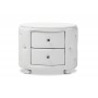 Baxton Studio BBT3119-White NS Davina Hollywood Glamour Style Oval 2-drawer Leather Upholstered Nightstand