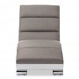 Baxton Studio BBT5194-Grey/White Percy and Contemporary Grey Fabric and White Leather Chaise Lounge (Default)