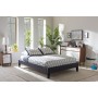 Baxton Studio BBT6598-Dark Grey-Full Lancashire Upholstered Full Size Bed Frame with Tapered Legs
