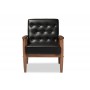 Baxton Studio BBT8013-Black Chair Sorrento Mid-Century Retro Modern Leather Upholstered Wooden Lounge Chair