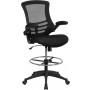 Flash Furniture BL-X-5M-D-GG Mid-Back Mesh Drafting Chair with Adjustable Foot Ring and Flip-Up Arms in Black