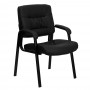 Flash Furniture Black Leather Executive Side Chair with Titanium Frame Finish BT-1404-BKGY-GG