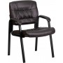 Flash Furniture Brown Leather Guest / Reception Chair with Black Frame Finish BT-1404-BN-GG