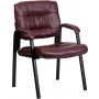 Flash Furniture Burgundy Leather Guest / Reception Chair with Black Frame Finish BT-1404-BURG-GG