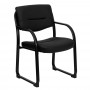 Flash Furniture Black Leather Executive Side Chair with Sled Base BT-510-LEA-BK-GG