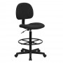 Flash Furniture Black Patterned Fabric Ergonomic Drafting Stool (Adjustable Range 26’’-30.5’’H or 22.5’’-27’’H) BT-659-BLK-GG