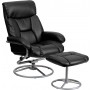 Flash Furniture Contemporary Black Leather Recliner and Ottoman with Metal Base BT-70230-BK-CIR-GG