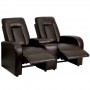 Flash Furniture Two Seater Brown Leather Home Theater Recliner with Storage Console BT-70259-2-BRN-GG