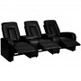 Flash Furniture Three Seater Black Leather Home Theater Recliner with Storage Consoles BT-70259-3-BK-GG