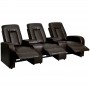 Flash Furniture Three Seater Brown Leather Home Theater Recliner with Storage Consoles BT-70259-3-BRN-GG