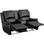 Flash Furniture BT-70295-2-BK-GG Black Leather Pillowtop 2-Seat Home Theater Recliner with Storage Console
