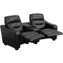 Flash Furniture BT-70380-2-BK-GG Futura Series 2-Seat Reclining Black Leather Theater Seating Unit with Cup Holders