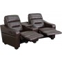 Flash Furniture BT-70380-2-BRN-GG Futura Series 2-Seat Reclining Brown Leather Theater Seating Unit with Cup Holders
