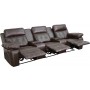 Flash Furniture BT-70530-3-BRN-GG Real Comfort Series 3-Seat Reclining Brown Leather Theater Seating Unit with Straight Cup Holders