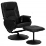 Flash Furniture Massaging Black Leather Recliner and Ottoman with Leather Wrapped Base BT-753P-MASSAGE-BK-GG