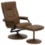 Flash Furniture Contemporary Palimino Leather Recliner and Ottoman with Leather Wrapped Base BT-7862-PALIMINO-GG