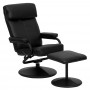 Flash Furniture Contemporary Black Leather Recliner and Ottoman with Leather Wrapped Base BT-7863-BK-GG