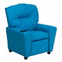 Flash Furniture Contemporary Kids' Turquoise Blue-Vinyl-PU Recliner with Cup Holder BT-7950-KID-TURQ-GG