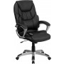 Flash Furniture High Back Massaging Black Leather Executive Office Chair with Silver Base BT-9806HP-2-GG