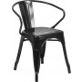 Flash Furniture CH-31270-BK-GG Black Metal Indoor-Outdoor Chair with Arms