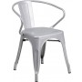 Flash Furniture CH-31270-SIL-GG Silver Metal Indoor-Outdoor Chair with Arms