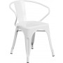 Flash Furniture CH-31270-WH-GG White Metal Indoor-Outdoor Chair with Arms