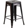 Flash Furniture CH-31320-24-BQ-GG No Back Antique Metal Barstool in Black