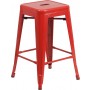 Flash Furniture CH-31320-24-RED-GG 24-inch Backless Red Metal Counter Height Stool in Red