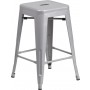 Flash Furniture CH-31320-24-SIL-GG 24-inch Backless Silver Metal Counter Height Stool in Silver