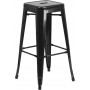 Flash Furniture CH-31320-30-BK-GG 30-inch Backless Black Metal Bar Stool in Black