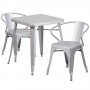 Flash Furniture CH-31330-2-70-SIL-GG Metal Table Set in Silver