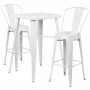 Flash Furniture CH-31330B-2-30GB-WH-GG Metal Bar Table Set in White