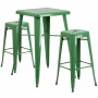 Flash Furniture CH-31330B-2-30SQ-GN-GG Metal Bar Table Set in Green