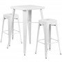 Flash Furniture CH-31330B-2-30SQ-WH-GG Metal Bar Table Set in White