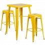 Flash Furniture CH-31330B-2-30SQ-YL-GG Metal Bar Table Set in Yellow