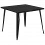 Flash Furniture CH-51050-29-BK-GG 35.5" Square Black Metal Indoor-Outdoor Table