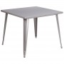 Flash Furniture CH-51050-29-SIL-GG 35.5" Square Silver Metal Indoor-Outdoor Table