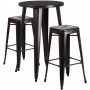 Flash Furniture CH-51080BH-2-30SQST-BQ-GG 24"Round Bar Table Set with 2 Square Seat Backless Barstools in Antique